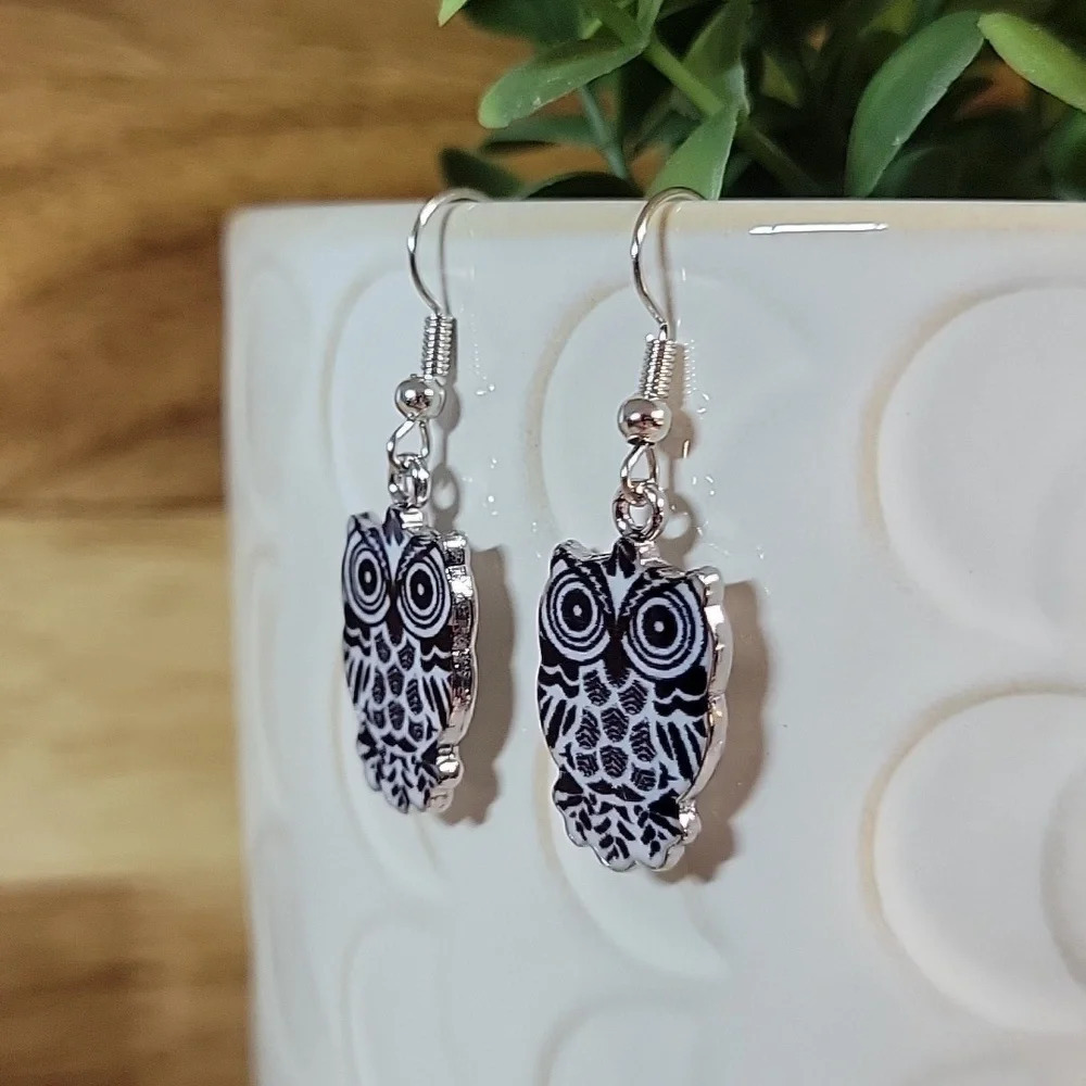 🔥LAST PAIR🔥 MONOCHROME OWL Drop Earrings